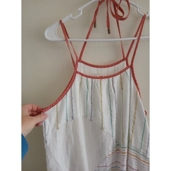 Anthropologie Akemi Kin Womens S Maxi Halter Rainbow Patchwork Stripe Dress Boho - Picture 8 of 9